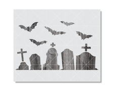 Graveyard Stencil, Reusable Stencil For Painting And Crafts, 1097