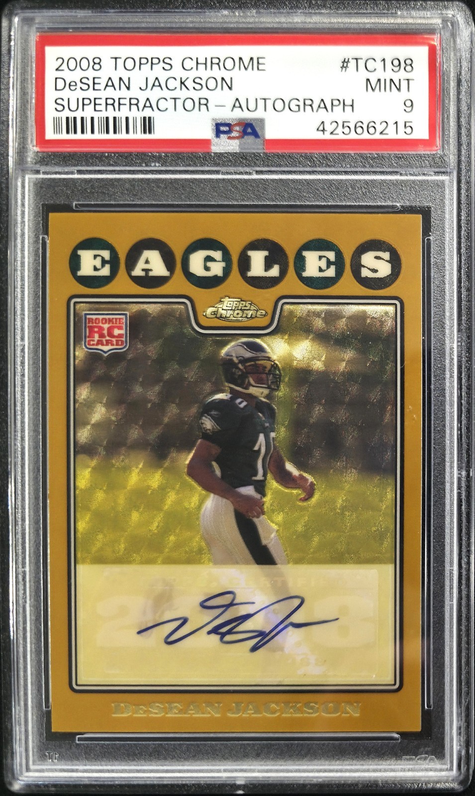 2008 TOPPS CHROME DeSEAN JACKSON ROOKIE AUTOGRAPH AUTO SUPERFRACTOR PSA 9 #/10 !