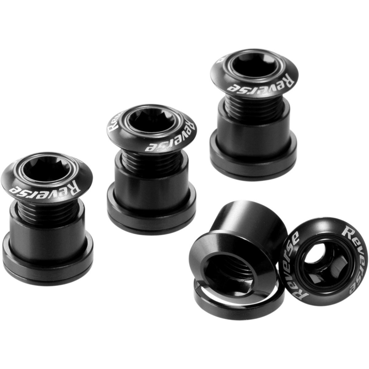 Premium Black Aluminum 8pc Reverse Chainring Bolt Set with Spacers 5790₽