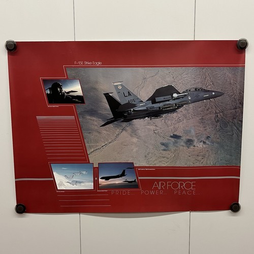 Vintage F-15E Eagle Fighter Jet US Air Force Military Aircraft Poster 18x24"