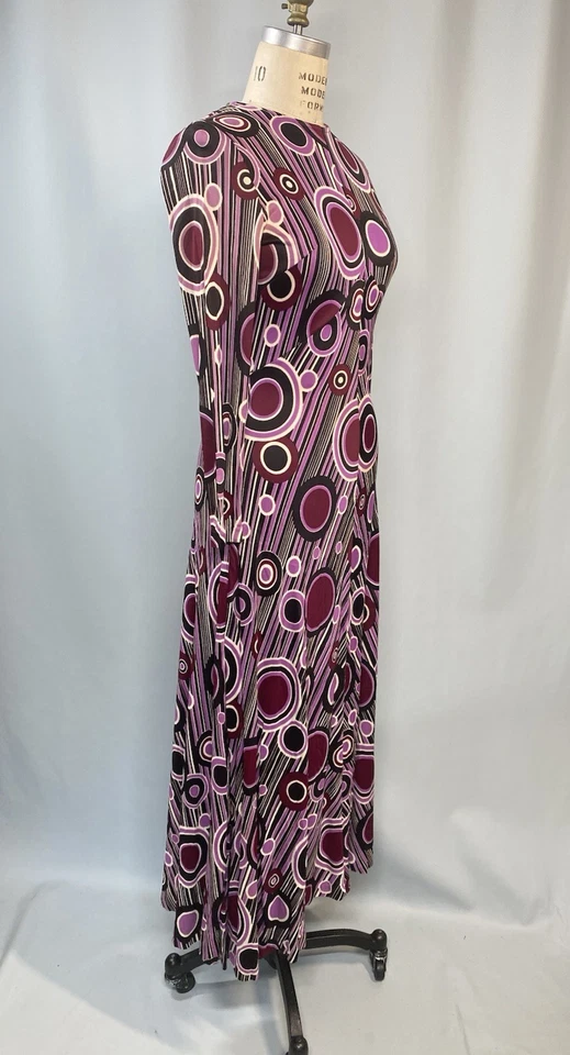 Vintage Dress SIZE SMALL purple black dot psychedelic 60s 70s maxi long - Image 4 of 4