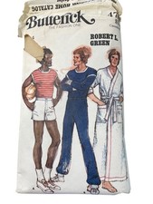 70s Butterick 4709 Sewing Pattern Size 44 T Shirt Sweatpants Shorts and Robe CUT