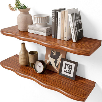 Rustic 24'' Walnut Floating Shelves - Set of 2 for Stylish Home Decor