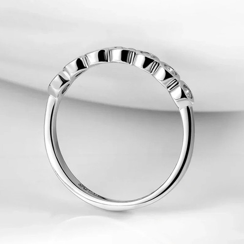 Real Round Cut Moissanite Bubble Ring Half Eternity Band 925 Sterling Silver GRA - Picture 6 of 15