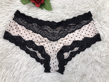 Maidenform PANTIES Trim Lace CHEEKIES Polka Dot Print Bikini Underwear Size 8/XL