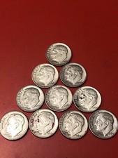 US Silver Dimes, Lot Of 10, Roos, 1960’s Dated, Circulated