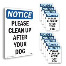 Please Clean Up After Your Dog OSHA Notice Sign Metal,, Decal 5 or 10 Pack