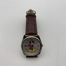 Men's Disney Classic Mickey Mouse Brown Strap Watch M.Z. Berger MCK623 WORKS