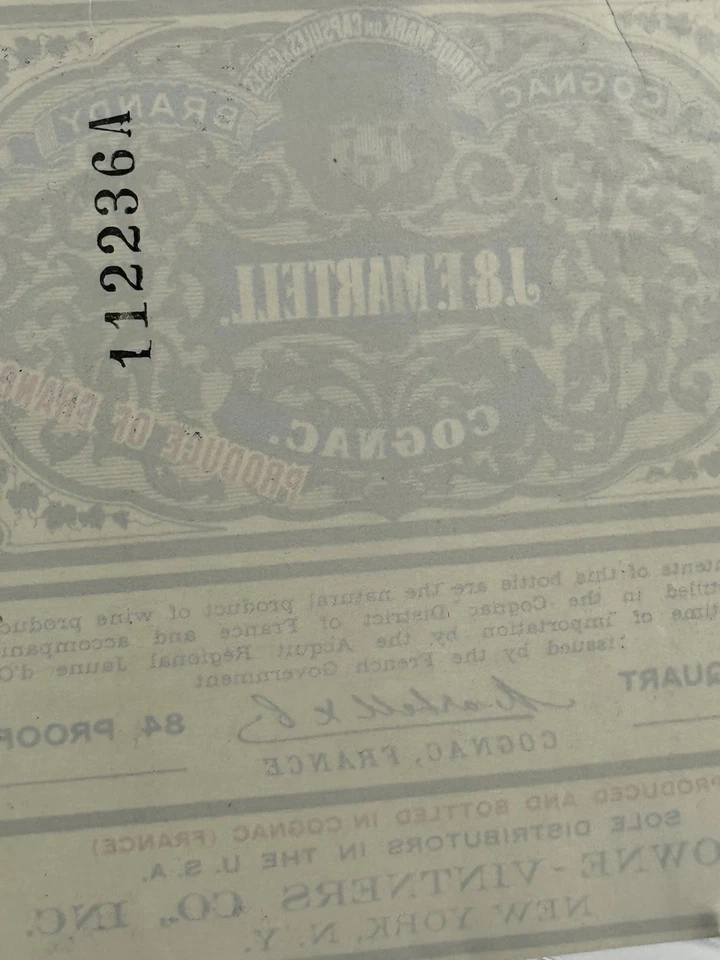 A Pair Of Vintage J&F Martell Cognac Brandy Labels From France 4 1/2 X 4 1/2 - Image 4 of 4