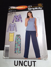 Simplicity 4634 Sewing Pattern Misses Pullover Tops Pull-On Pants XS-XL FF UNCUT