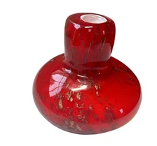 Murano Art Glass Perfume Bottle Red Cased White and Clear Gold Copper Foil 