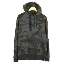 ALPHA INDUSTRIES Men's Jumper Size L Pullover Green Hooded Camouflage Print