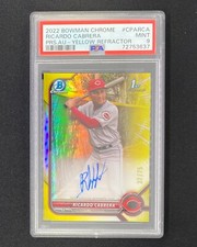 2022 Bowman Chrome Ricardo Cabrera 1st Auto /75 Yellow Refractor PSA 9 MINT