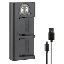 Blumax Caricabatteria Doppio LCD | per Sony NP-F970/NP-F750/NP-F550 Ricarica tramite USB-C o