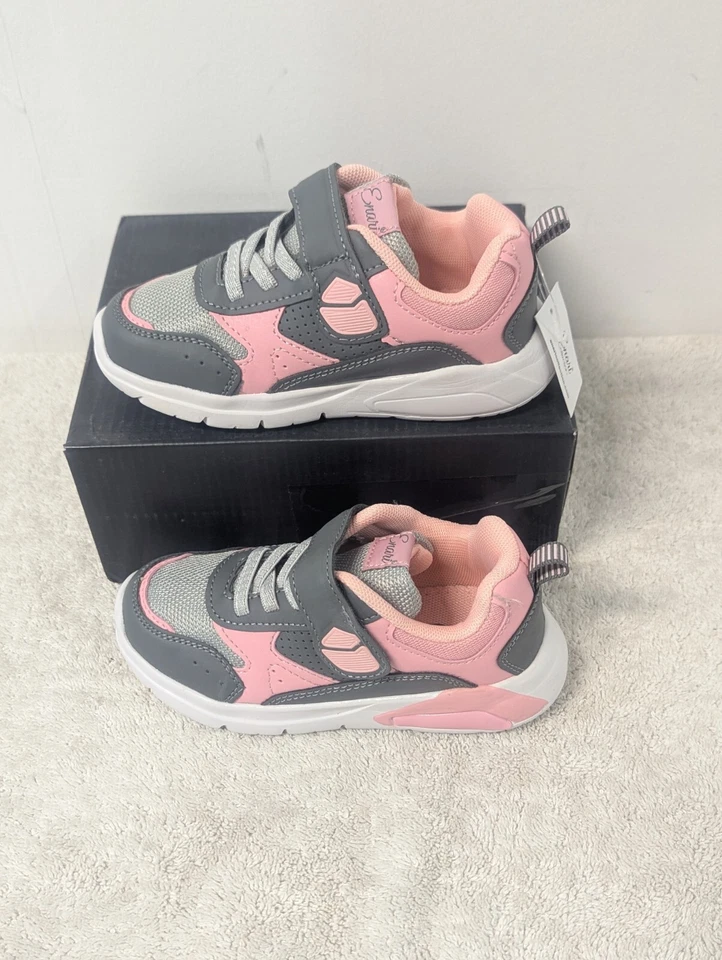 Zapatillas deportivas con correa ajustable gris/rosa talla 10 de la colección Enari para niños pequeños Foto 2 de 4
