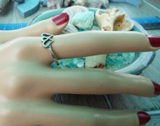 Vintage sterling silver double heart dainty ring sz 8 1/2