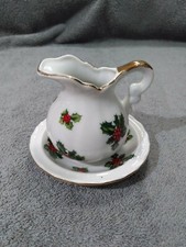 Lefton China  Holly & Berries Pitcher & Bowl Set Made In Japan