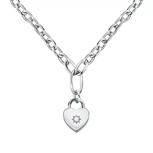 COLLANA DONNA MORELLATO CUORE LUCCHETTO, ZIRCONE, ABBRACCI SAUB04,CATENA ACCIAIO - Foto 1 di 6