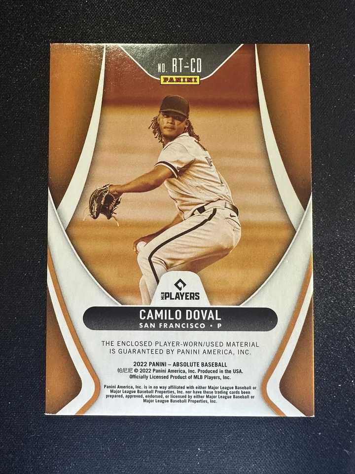 2022 Panini Absolute Camilo Doval RED Jersey Relic Card Giants - Image 2 of 2