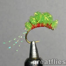 1 dozen (12) - Crystal Meth - Salmon Egg fly - CHARTREUSE