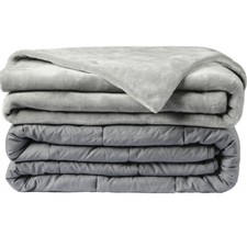 Weighted Cotton Blanket  Removable Velvet Cover Cool Breathable  Ultra Soft