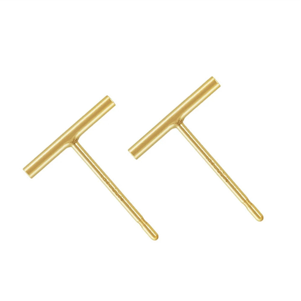 Pendientes Enchufe Barra T-f?rmige Oro 14K Relleno 10mm x 9,5mm