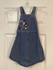 Girls Size 6 Tommy Hilfiger Overall Denim Dress W/embroidered Front Back Pocket