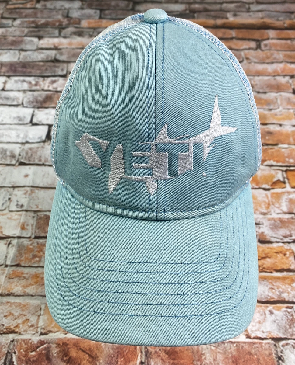 (PP) YETI Coolers Tarpon Fish Light Blue Teal Trucker Hat Ball Cap Mesh  Snapback