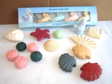 Vintage perfumed guest soaps multi colors set of 19 Swans Shells Floral Roses
