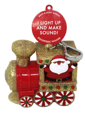 Bath & Body Works Christmas Train Santa Pocketbac Hand Sanitizer Holder Light Up