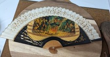 Spain Gypsy Flamenco Exuberant Athletic Male Fire Dancer Wooden Hand Painted Fan