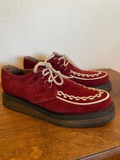 John Fluevog Red Suede Creeper Shoes 11M
