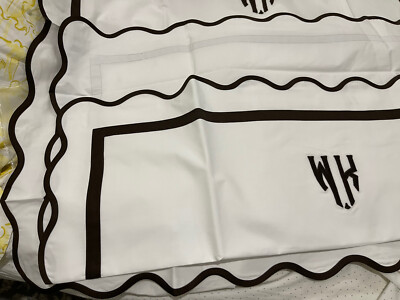 $450 Matouk Italy New 2pc Standard Shams Giza- 87 Bergamo 100% Percale Appliqué