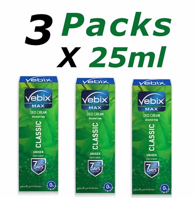 Vebix Deodorant Classic Cream Once a Week Mix No Odor Sweat ( 3 Packs X 25ml )