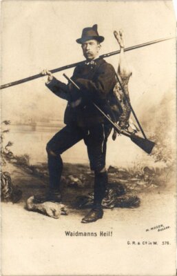 PC HUNTER GUN RABBIT REAL PHOTO POSTCARD HUNTING SPORT (a34895)