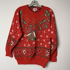 Vintage 90s NutCracker Winter Christmas Ugly Sweatshirt Size M Red All Over Puff