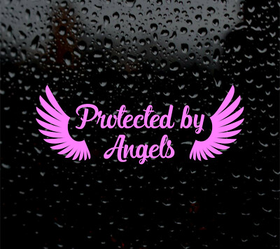 PROTECTED BY ANGELS AUFKLEBER LOGO FÜR AUTO VAN LAPTOP VINYL STICKER LUSTIG