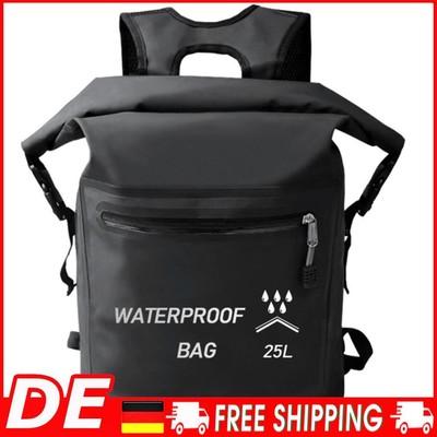 25L Waterproof Backpack Dry Backpack for Fishing Trekking Sailing (Black)