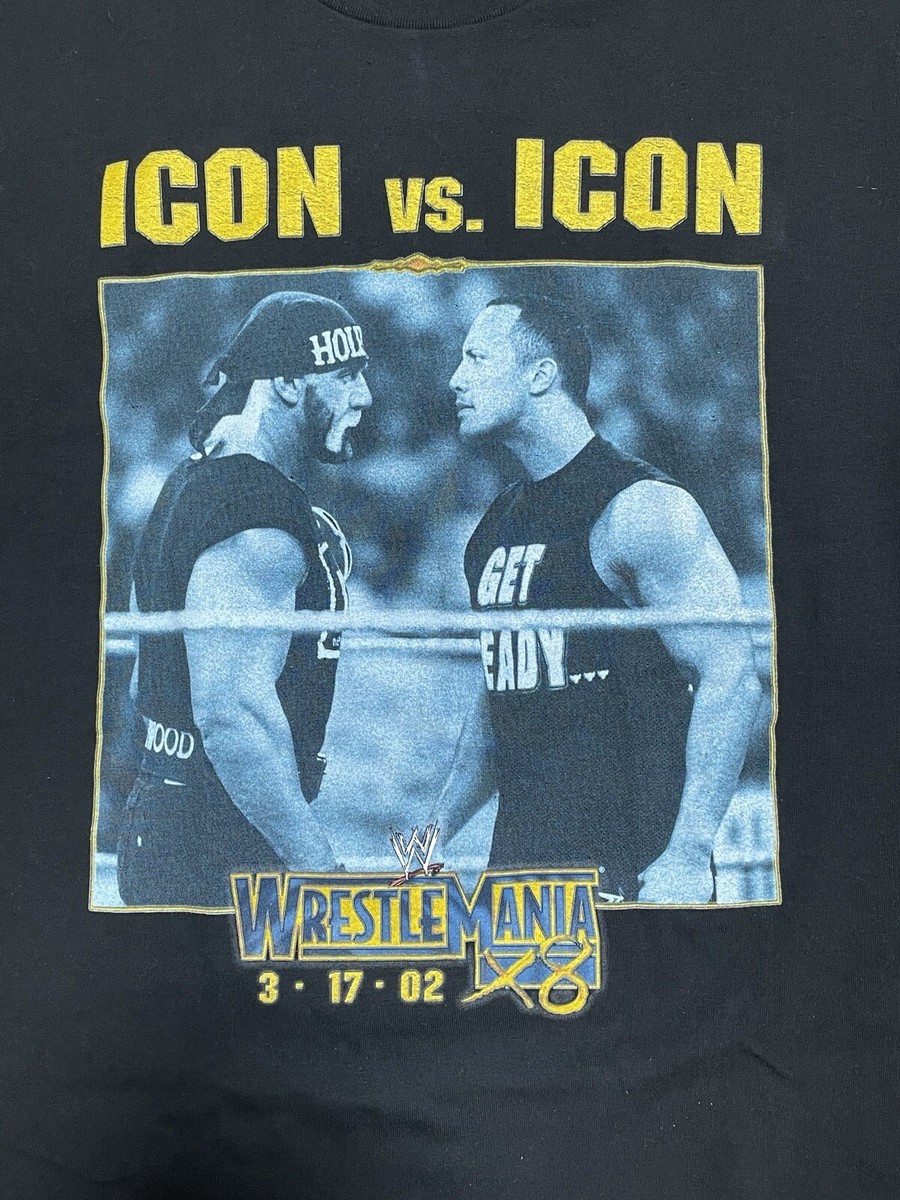 2002 Wrestlemania 18 X8 T-shirt L Hulk Hogan vs The Rock Icon WWF/WWE  Vintage