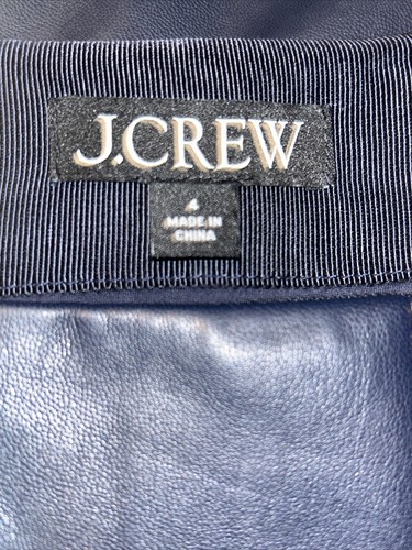 J.Crew MSRP $198 Pleated Faux Leather Skirt in Navy Size 4 Spring 2024 NWOT - Picture 8 of 14