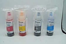 NEW GENUINE EPSON 4 PACK 522 ECOTANK INK BOTTLES BLACK CYAN MAGENTA YELLOW 65 ML