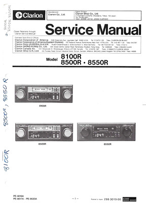 CLARION 8100R, 8500R, 8550R, AM/FM CASSETTE, ORIGINAL SERVICE