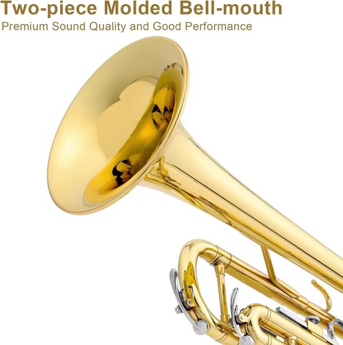 Standard Trumpet for Beginners,Trumpet for Student with Hard Case,7C Mouthpiece, - Picture 6 of 7