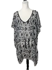 New West Loop Women's Swim Cover Up Sheer Black & White One Size Fits Most Beach