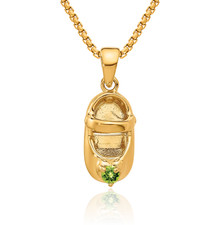 10K Solid Yellow Gold Stone Engraveable Shoe Necklace