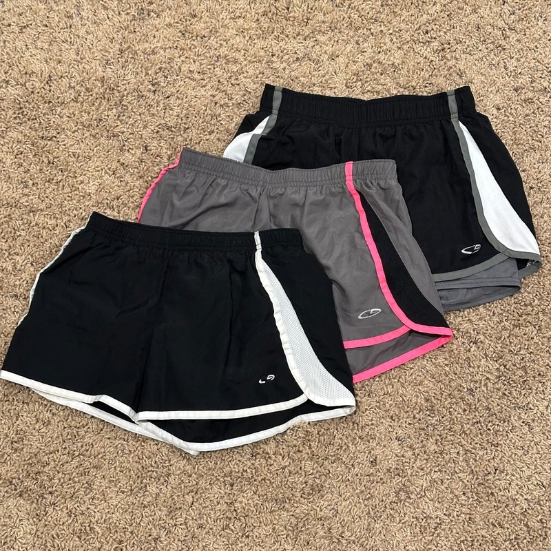 Lot of 3! C9 Champion Athletic Running Sport Shorts Black Gray Pink Girls 10-12