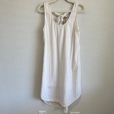 Cloth & Stone Anthropologie Cream Striped Tie Back Shift Dress XL Boho Coastal