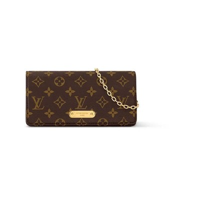 LOUIS VUITTON Liy Detachable Chain Canvas Bag Wallet Women's 8x1.3x4 in