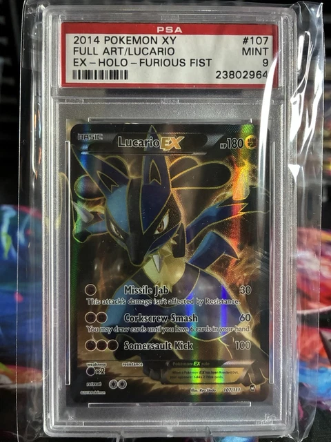 2014 POKEMON XY FURIOUS FISTS #107 FULL ART LUCARIO EX PSA 9 LOW POP 💎