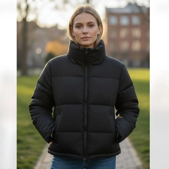 NWT Hudson Women's Short Puffer Jacket Black 2XL